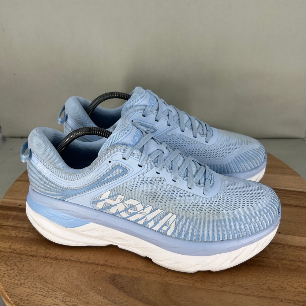 Hoka One One Bondi 7 Wide Womens 11D Ice Water Blue Running Shoes 1110531 IRW